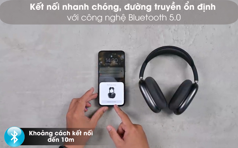Kết nối Bluetooth 5.0 - Tai nghe chụp tai Bluetooth AirPods Max Apple MGYH3/ MGYJ3/ MGYL3