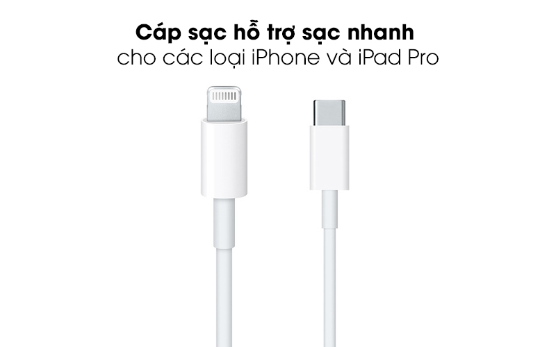 Sạc nhanh cho các thiết bị được hỗ trợ - Cáp Type C- Lightning 1m Apple MX0K2 Trắng