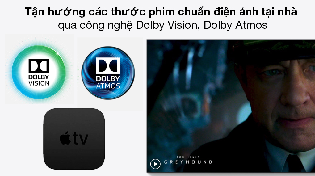 Apple TV 4K 32GB MXGY2 - Tận hưởng các thước phim chuẩn điện ảnh tại nhà qua công nghệ Dolby Vision, Dolby Atmos