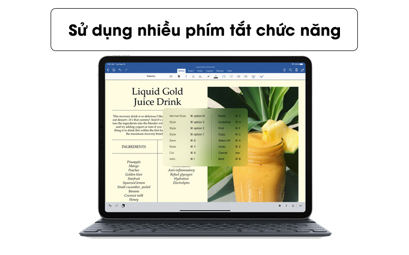 Sử dụng nhiều phím tắt chức năng - Bàn phím Smart Keyboard Folio 2 cho iPad Pro 11 inch Apple MXNK2
