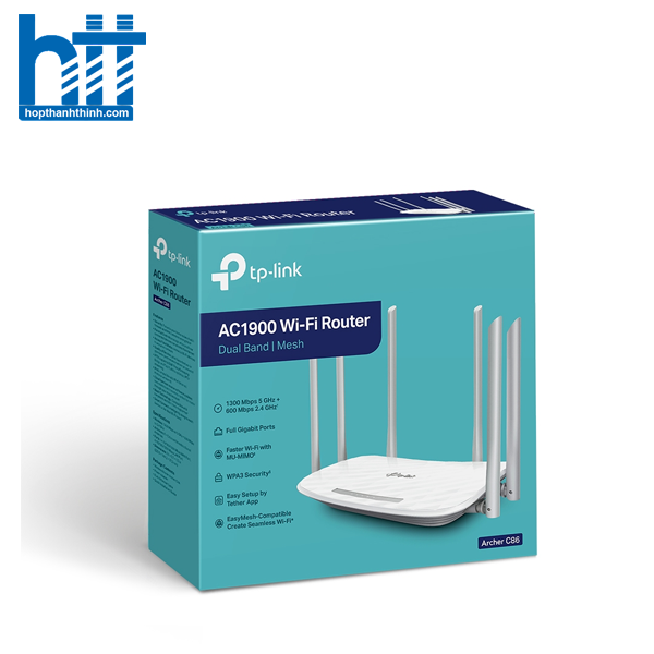 Hợp Thành Thịnh - Bộ phát wifi TP-Link Archer C86 (Chuẩn AC/ AC1900Mbps/ 6 Ăng-ten ngoài/ Wifi Mesh/ 35 User)