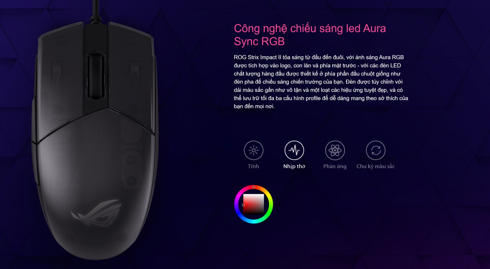 Chuột Asus ROG Strix Impact II (P506) (USB/RGB/Đen)