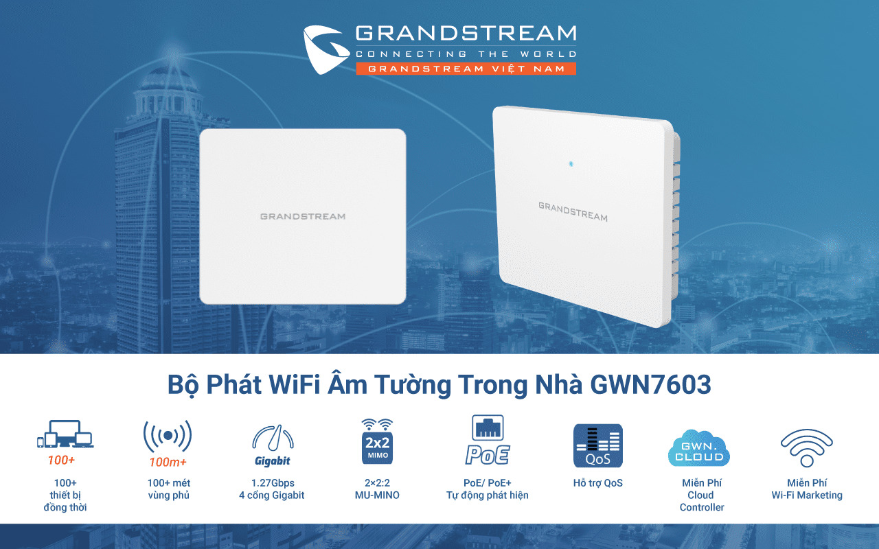 GWN7603 – 1,27Gbps, hơn 100 thiết bị, kết nối ổn định