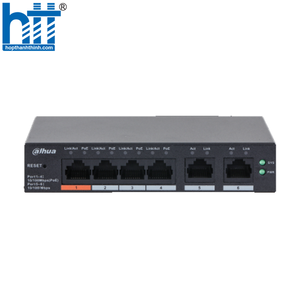 HỢP THÀNH THỊNH - Switch PoE 6 port DAHUA DH-CS4006-4ET2ET-60