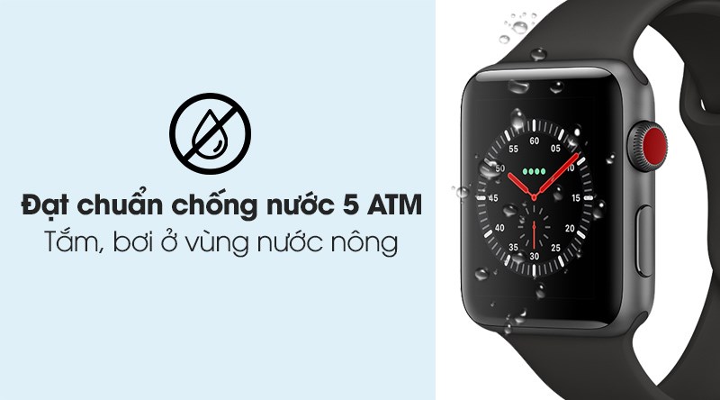 Đồng hồ thông minh Apple Watch S3 LTE đạt chuẩn chống nước 5 ATM