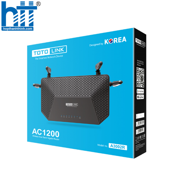 HỢP THÀNH THỊNH - Router Totolink A3002R-V4 Wi-Fi băng tần kép Gigabit AC1200