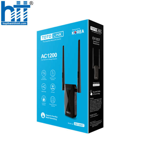 HỢP THÀNH THỊNH - Bộ mở rộng sóng Wi-Fi Totolink EX1200T_V2 băng tần kép AC1200
