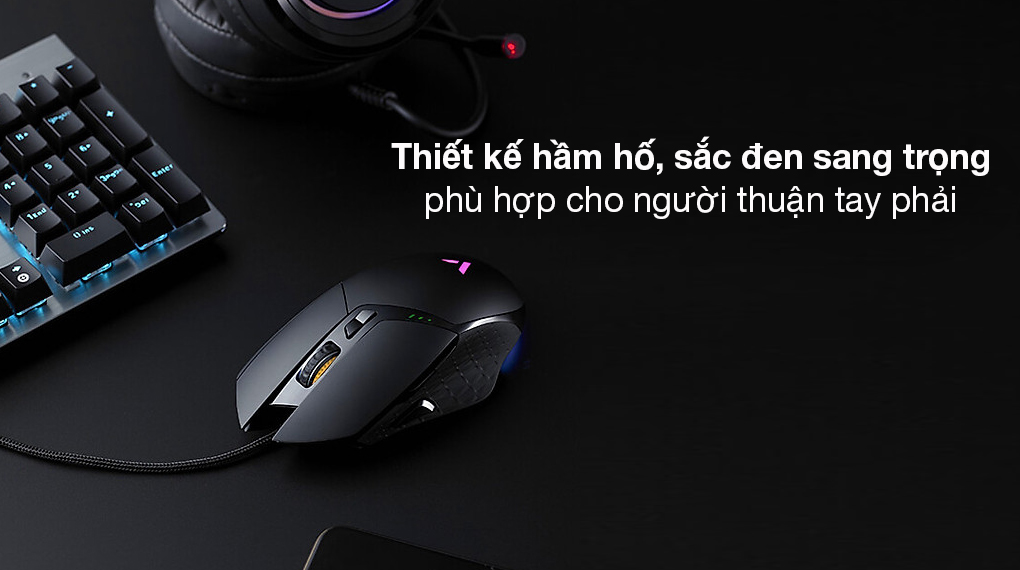 Chuột có dây Gaming Rapoo VT30 đen - Kiểu dáng hiện đại, sắc sảo, thích hợp cho người thuận tay phải 