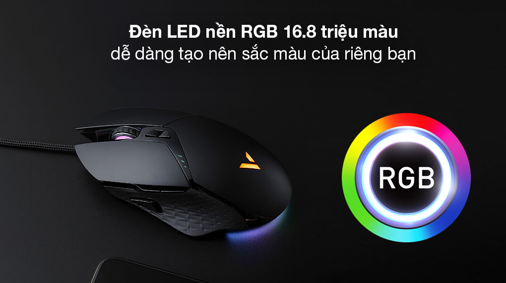 Chuột có dây Gaming Rapoo VT30 đen - Tạo dấu ấn riêng của bạn với hiệu ứng đèn LED nền RGB 16.8 triệu màu