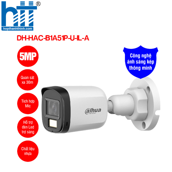 HỢP THÀNH THỊNH - Camera HDCVI 5MP DAHUA DH-HAC-B1A51P-U-IL-A
