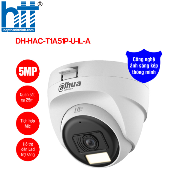 HỢP THÀNH THỊNH - Camera HDCVI 5MP DAHUA DH-HAC-T1A51P-U-IL-A