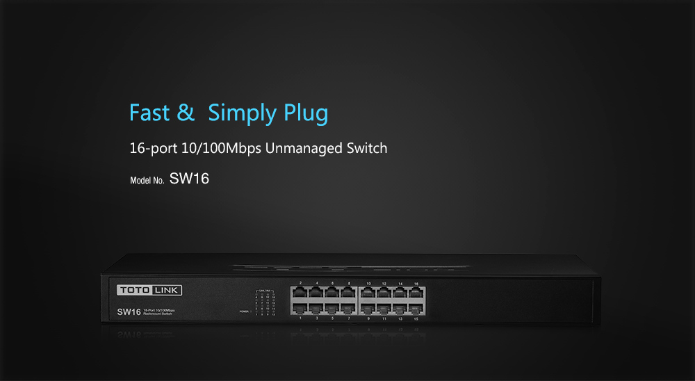 Hợp Thành Thịnh - Switch TOTOLINK SW16 16 cổng tốc độ 10/100Mbps