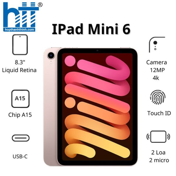 HỢP THÀNH THỊNH - Máy tính bảng Apple IPad mini 6 Wifi (256Gb/ Pink/ MLWR3ZA/A)