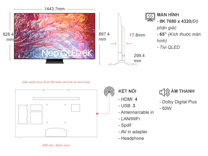 Smart Tivi Neo QLED Samsung 8K 65 inch QA65QN700BKXXV