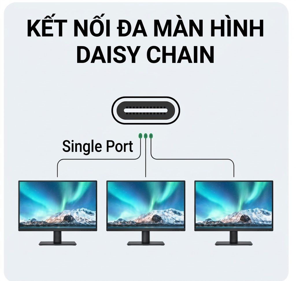Kết nối được đa màn hình Daisy Chain