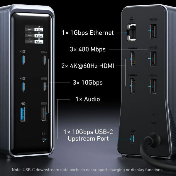 Đế sạc Anker Prime 14 in 1 màn hình đổi 160W A83B6