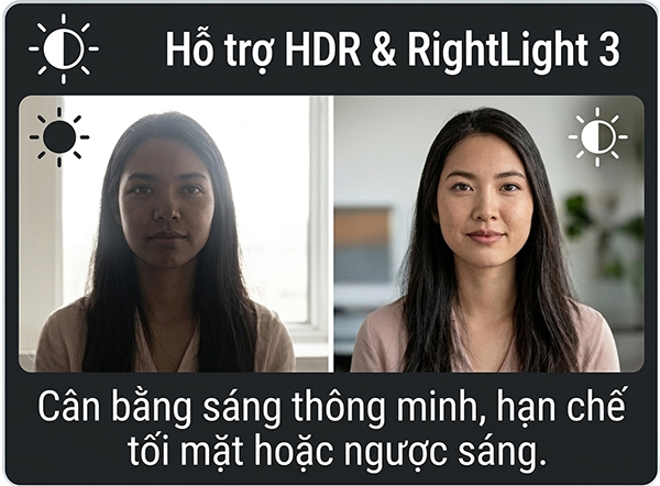 Webcam Logitech Brio 4k - Tự động điều chỉnh ánh sáng