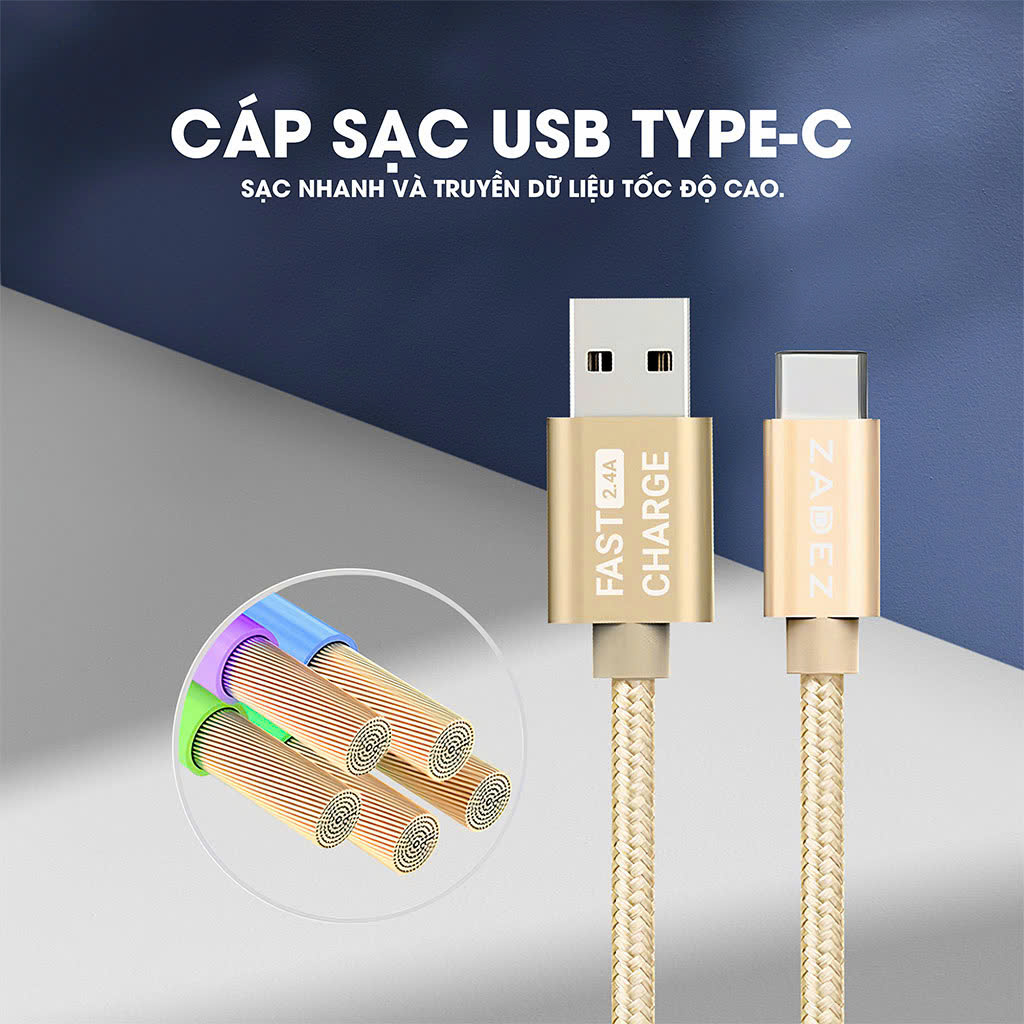 Hợp Thành Thịnh - Cáp sạc Zadez USB to Type C 1M ZCC-135