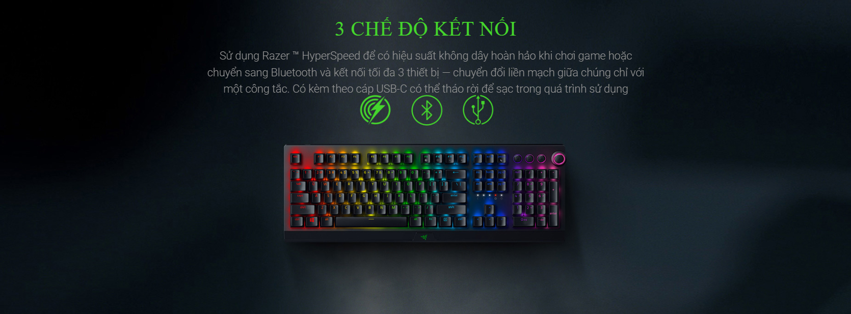 Bàn phím cơ gaming không dây Razer BlackWidow V3 Pro - Yellow Switch 4