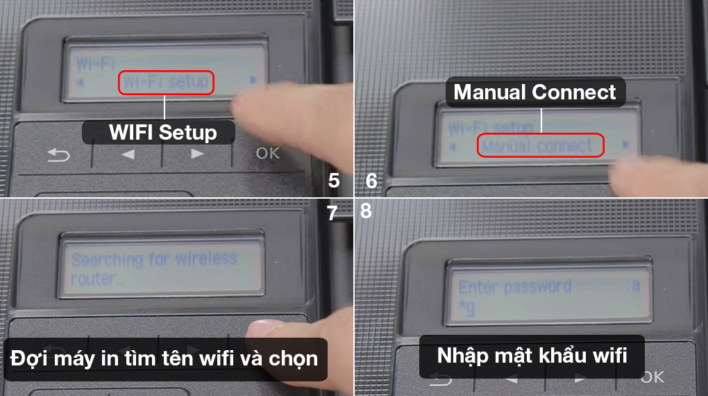 Máy in phun màu Canon TR4570S đa năng In-scan-copy-fax WiFi - Chọn wifi và nhập mật khẩu