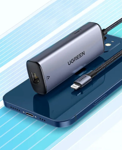 Cáp chuyển đổi Lightning to RJ45 hỗ trợ cổng sạc Ugreen 70958
