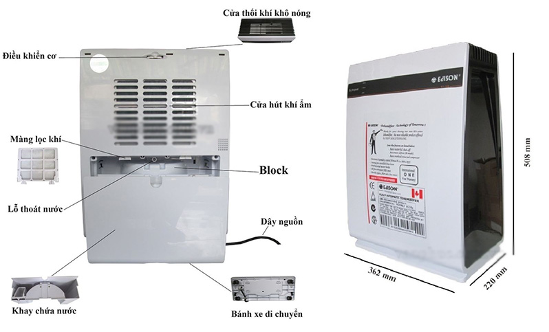 Máy hút ẩm Edison ED-16BE