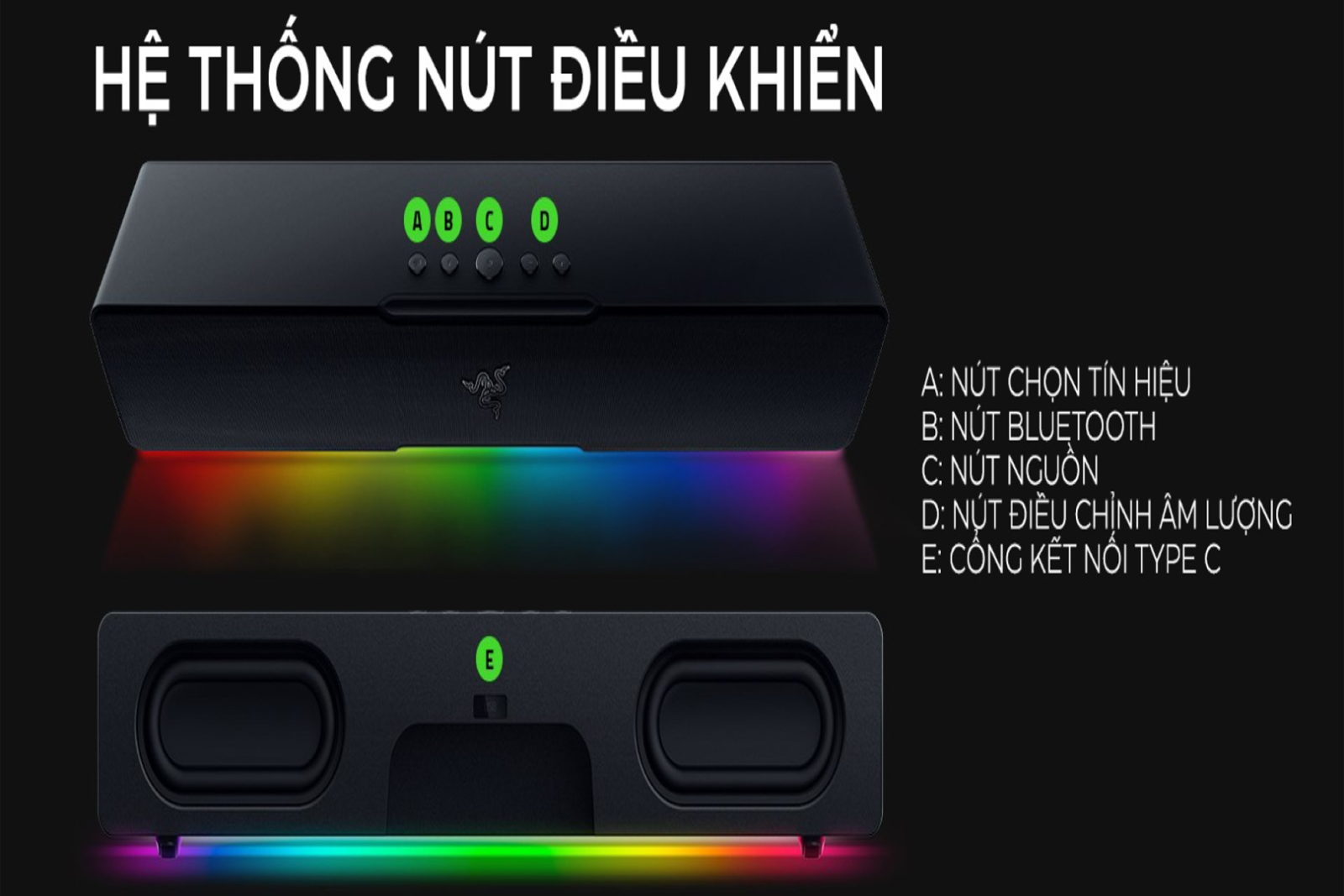 Hợp Thành Thịnh - Loa Razer Leviathan V2 X - Màu đen