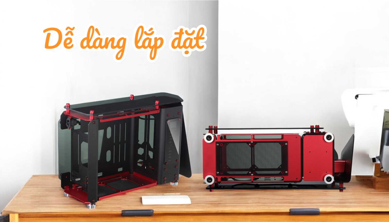 Hợp Thành Thịnh - Thùng máy Case Jonsbo MOD1 Mini (Đỏ Đen/No Fan)