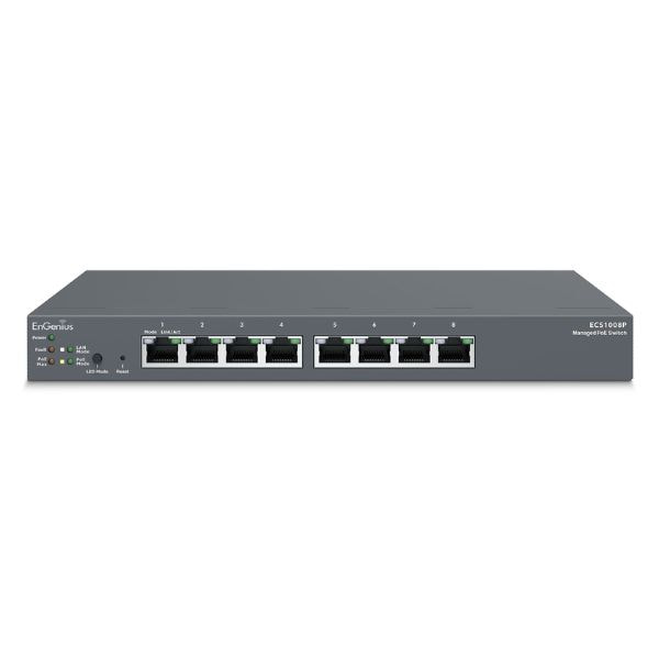 Switch EnGenius ECS1008P – PoE 8 port, quản lý Cloud