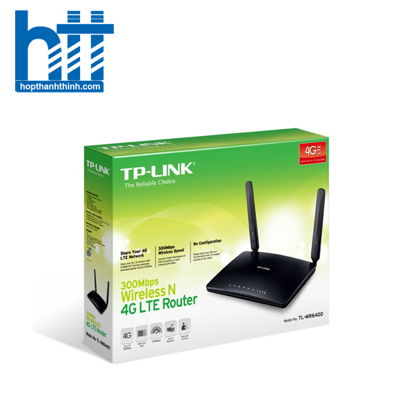 Hợp Thành Thinh - Bộ phát wifi 4G TP-Link TL-MR6400 (300Mbps/ Chuẩn N/ 2 Ăng-ten ngoài/ Sim 4G/ 25 User)