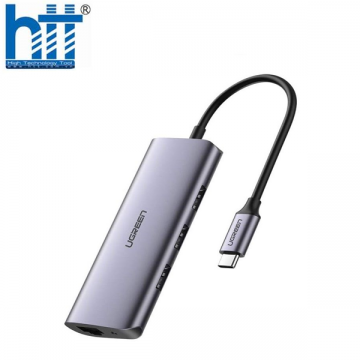 Bộ chuyển đổi USB Type C sang 3 cổng USB 3.0 và Giga Lan hỗ trợ nguồn micro usb Ugreen 60718