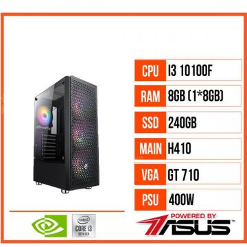 PC GAMING HTT 10 (i3 10100F/H410/8GB RAM/240GB SSD/GT 710/400W)