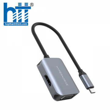 CỔNG CHUYỂN HYPERDRIVE FOR MACBOOK/PC/LAPTOP/IPHONE 15 HDMI/VGA 4K60HZ 2 IN 1 HD-C2HV GRAY