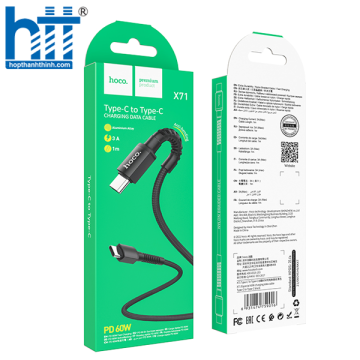 Cáp Sạc X71 Especial 60W charging data cable Type-C To Type-c 1M, 60W, 3A (Đen)