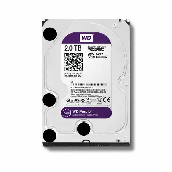 Ổ cứng HDD WD Purple 2TB 3.5 inch, 5400RPM, SATA, 64MB Cache (WD20PURZ)