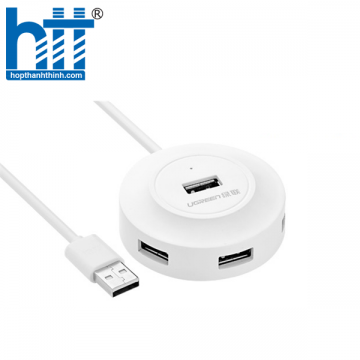 Ugreen 20270 1M màu Trắng Bộ chia HUB USB 2.0 sang 4 USB 2.0 hỗ trợ nguồn 5V CR106 20020270