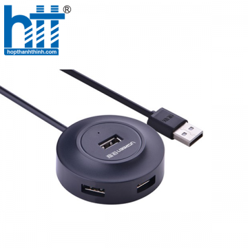 Ugreen 20277 1M màu Đen Bộ chia HUB USB 2.0 sang 4 USB 2.0 hỗ trợ nguồn 5V CR106 20020277