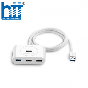 Ugreen 20283 1m màu Trắng Bộ chia HUB USB 3.0 sang 4 USB 3.0 hỗ trợ nguồn micro 5V cổng micro CR113 20020283