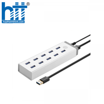 Ugreen 20297 Màu Trắng Bộ chia HUB USB 3.0 sang 10 USB 3.0 hỗ trợ nguồn 12V CR117 20020297