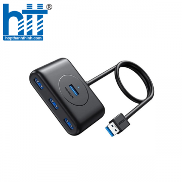 Ugreen 30218 1.5M Màu Đen Bộ chia Hub USB 3.0 sang 4 cổng USB 3.0 có đèn LED, có cổng cấp nguồn Type-C PD CR113 20030218