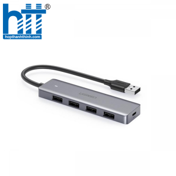 Ugreen 50985 15CM Màu đen Bộ chia USB 3.0 ra 4 cổng hỗ trợ nguồn phụ Micro USB CR219 20050985