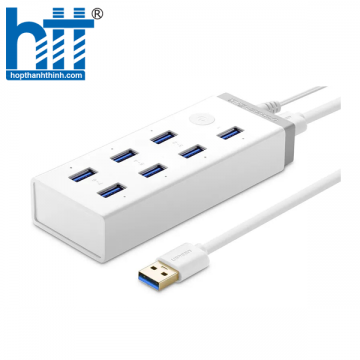 Ugreen 20296 Màu Trắng Bộ chia HUB USB 3.0 sang 7 USB 3.0 hỗ trợ nguồn 12V CR116 20020296