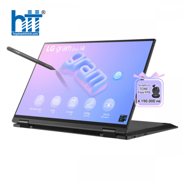 Laptop LG Gram 2023 2 in 1 - 14T90R-G.AH55A5 (Intel Core i5-1340P | 16GB | 512GB | Intel Iris Xe | 14-inch WUXGA | Cảm ứng | Win 11 | Đen)