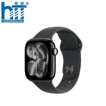 Apple Watch Series 11 GPS 5G 46mm Viền nhôm dây cao su M/L (Đen Bóng – Dây đen) MFC44SA/A