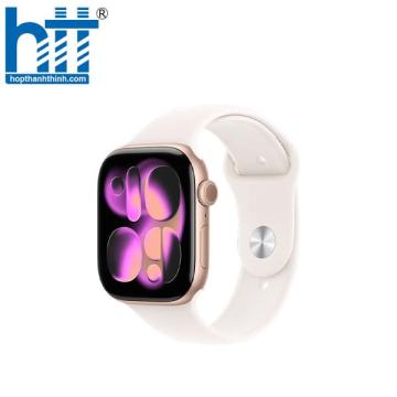 Apple Watch Series 11 GPS 5G 46mm Viền nhôm dây cao su M/L (Vàng hồng – Dây hồng) MFCJ4SA/A