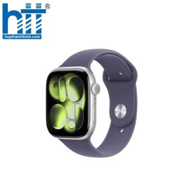 Apple Watch Series 11 GPS 5G 46mm Viền nhôm dây cao su S/M (Bạc – Dây tím) MFCP4SA/A