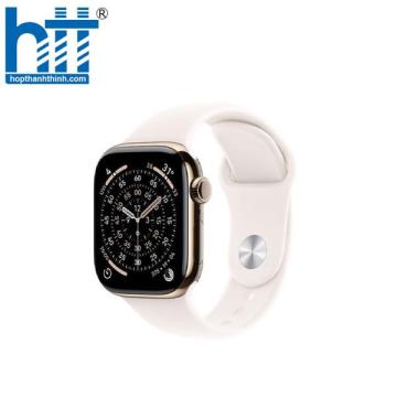 Apple Watch Series 11 GPS 5G 46mm Viền Titan dây cao su M/L (Gold – Dây Light Blush) MFD64SA/A