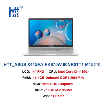 Máy tính xách tay ASUS X415EA-EK675W 90NB0TT1-M15210 (14 "Full HD / Intel Core i3-1115G4 / 4GB / 256GB SSD / Windows 11 Home / 1,6kg)