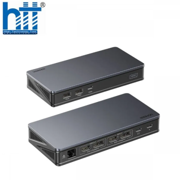 Bộ chuyển Docking USB-C 9 in 1 Ugreen 90912, hỗ trợ 2*DisplayPort 4K60Hz, 2*HDMI 4K60Hz, RJ45, PD 100W,1xUSB C 10Gbps, 2*USB A 10Gbps