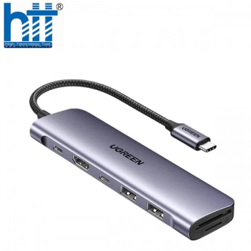 Bộ chuyển Type C to HDMI 4k@30Hz + 2 x USB 3.0 + USB-C + SD&TF + PD Ugreen 15214